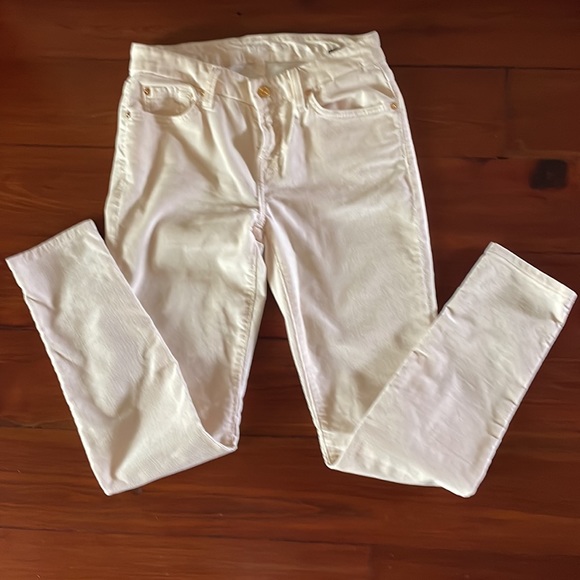 7 For All Mankind Ivory Corduroy Skinny Leg Jeans size 26 - Picture 4 of 13